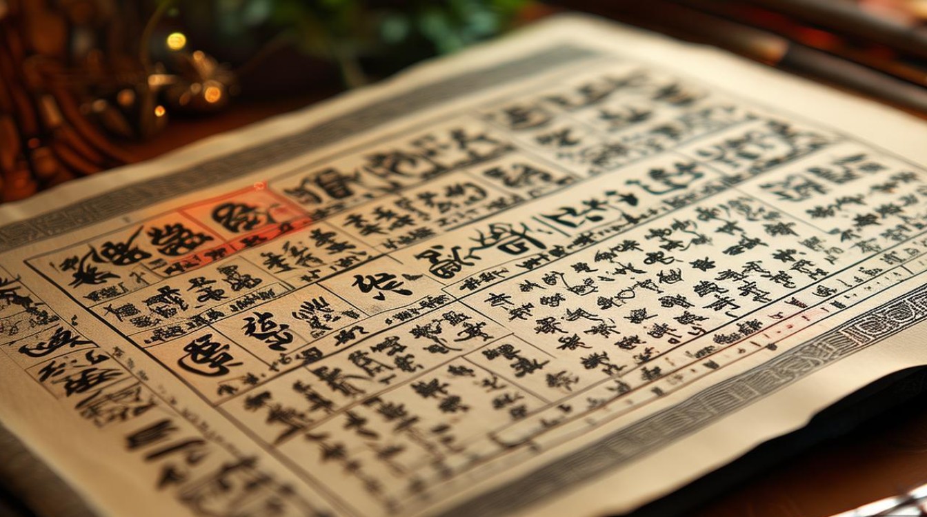 五行字表